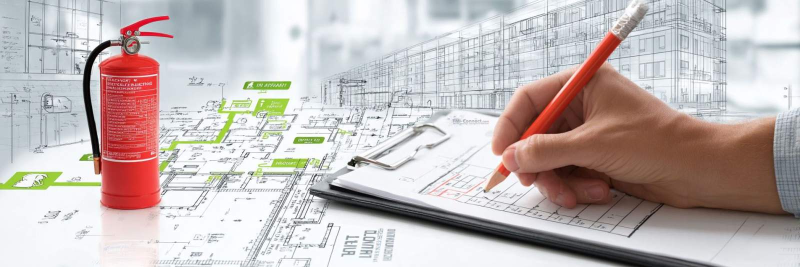 Brandschutz- und Evakuierungspläne für ein Industriegebäude (Technisches Facility Management)