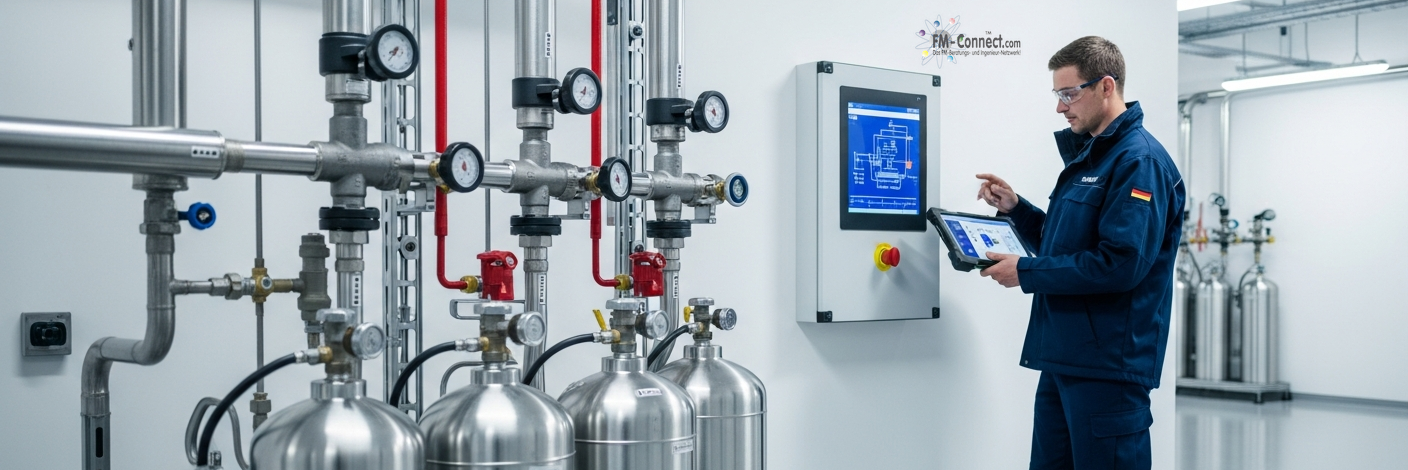 Brandschutzwart für Gaslöschanlagen im technischen Facility Management Betrieb