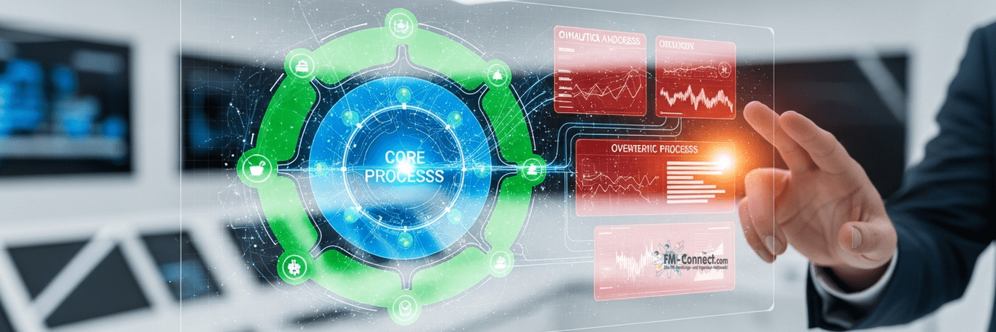 FM Prozesslandkarte mit Kern-, Unterstützungs- und Steuerungsprozessen im Facility Management